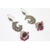 Handmade Women's Earrings 925 Sterling Silver jhumki red onyx Gem Stones P 608